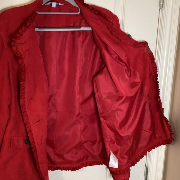 Denver Hayes Women's Red Faux Suede Jacket Blazer Size XL - Picture 6 of 10